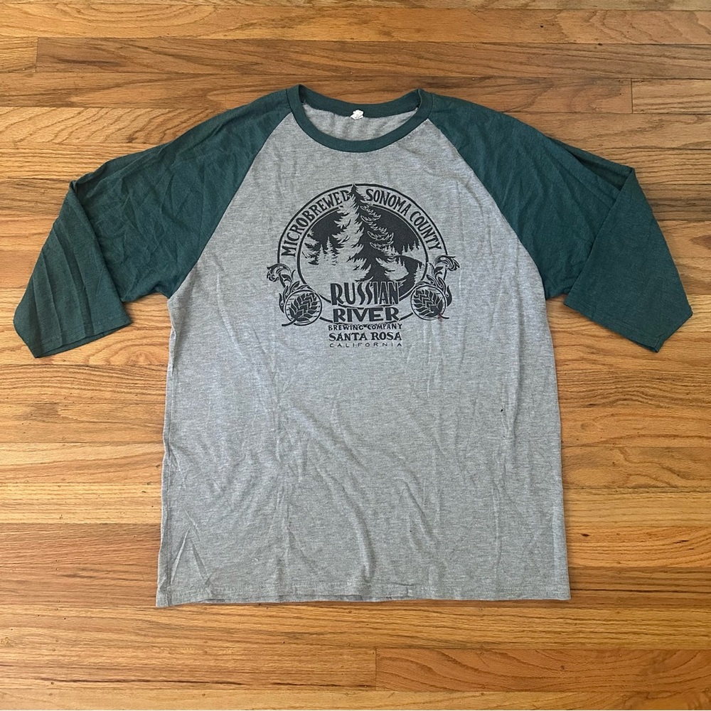 Russian River Brewing Company Baseball T-Shirt
Grey and Green